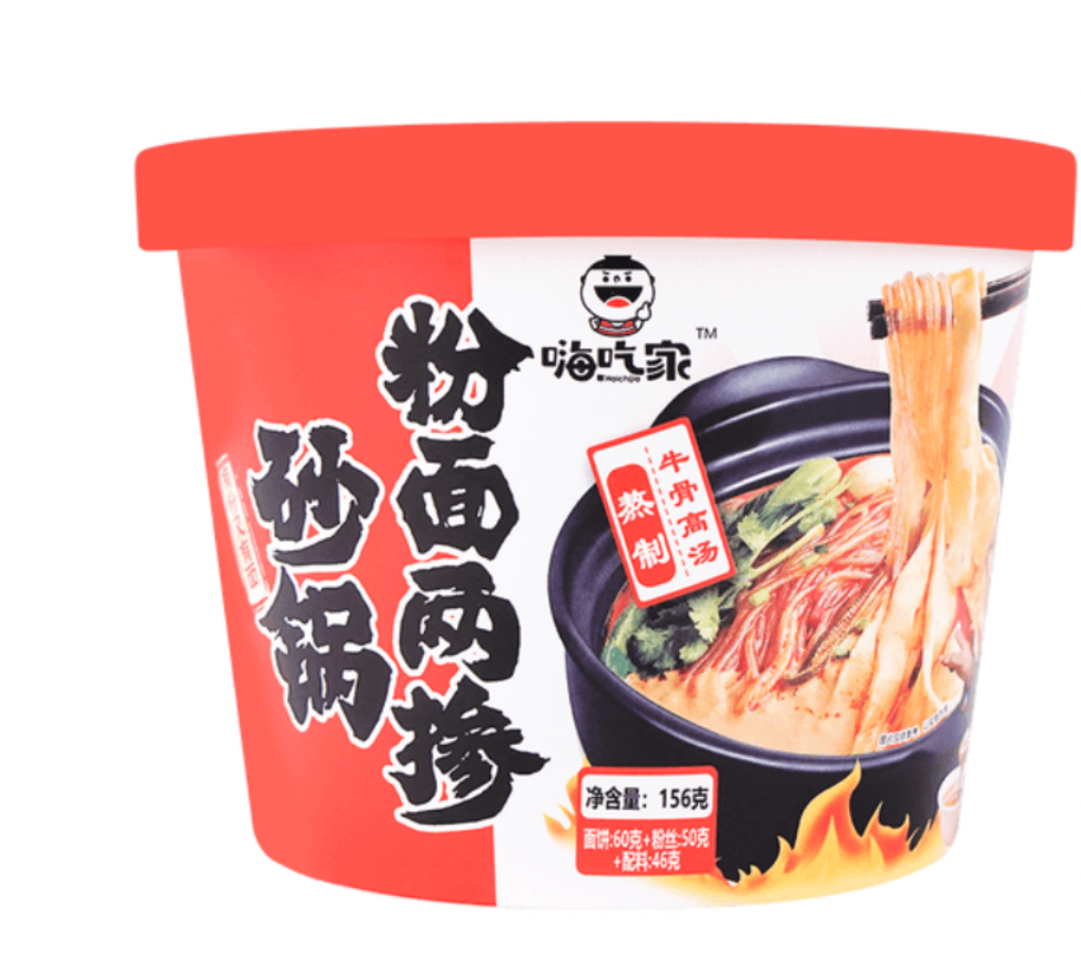 (Becher) HaiChiJia Auflauf, Reisnudeln und Nudeln gemischt, Würzige Rindfleisch Geschmack, Halal 156 g